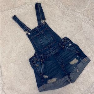 Distressed Denim Overalls